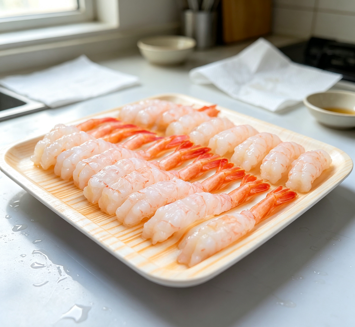 Delicate and Fresh Shrimp Sushi Nigiri